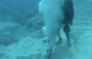 Buzos taladran el fondo del mar para contener el sargazo