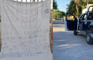 Hallan narcomanta en la entrada de una escuela de Cancún