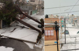 Intensa granizada sorprende en Puebla, derriba árboles e inunda calles